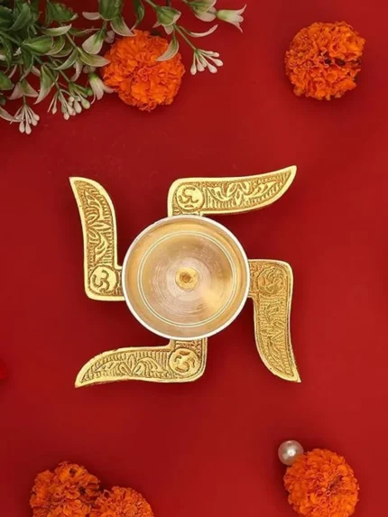 🪔 Swastik Akhand Diya for Puja – Brass Pooja Essential 🪔